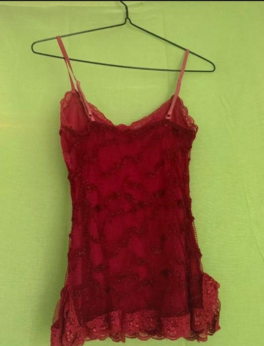 Bluse d’été de taille S color rouge pailleté