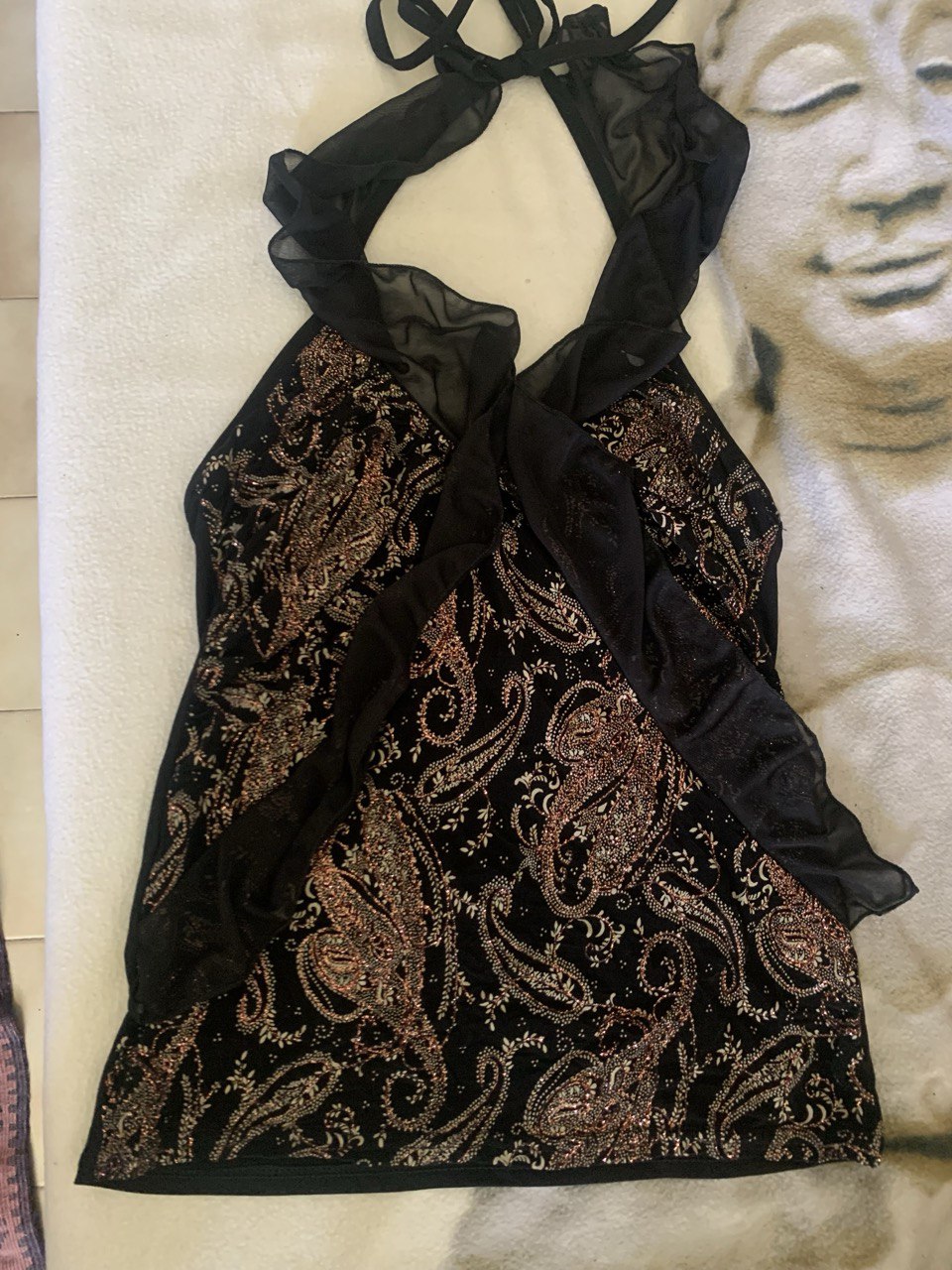 BLOUSE NOIR A FRANGE ET BLOUSE GRISE