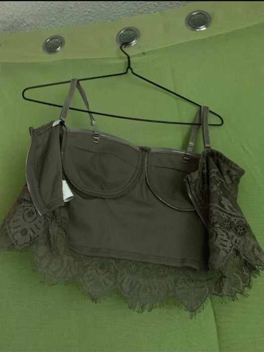 Bustier vert en dentelles poitrine 90c taille L