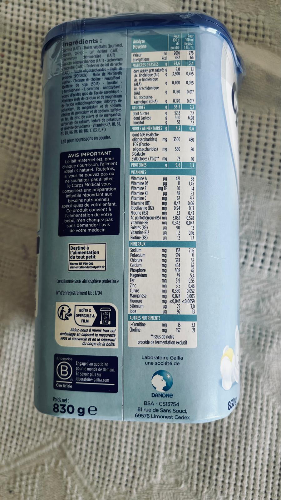 LAIT GALLIA CALISMA POUR BEBE