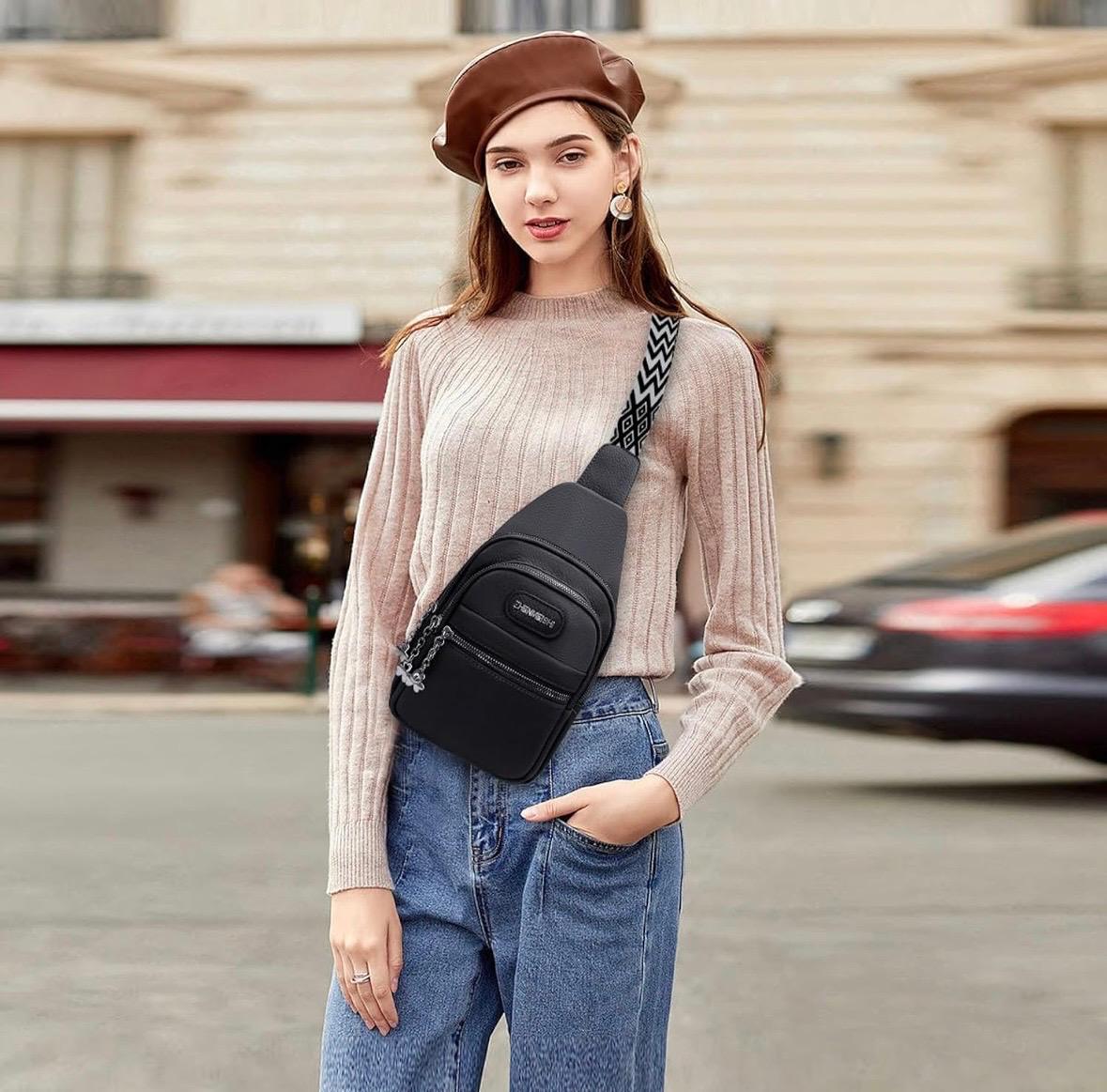 Sac de Poitrine Femme Sac à Dos Bandoulière
